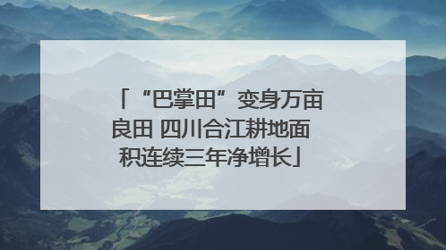 “巴掌田”变身万亩良田 四川合江耕地面积连续三年净增长